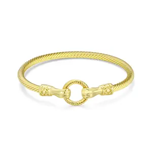 Mytys Twisted Wire Ring Buckle Bracelet for Women Bold Statement Jewelry with Unique Design, Perfect Gift for Her Trendy Stack Bangle Accessories