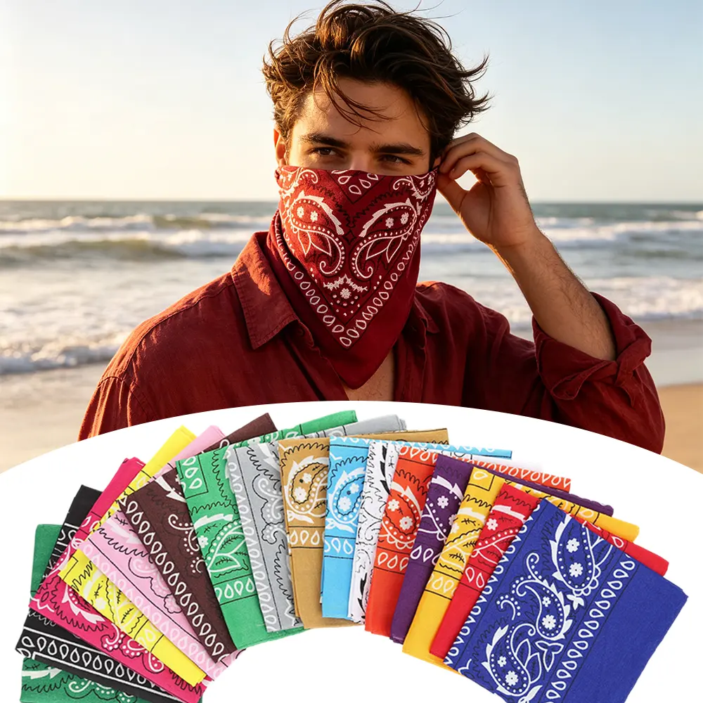 16pcs Unisex Square Paisley Print Scarf Set - Female Bow Headband, Bandana, Necktie, Hip-Hop Street Dance Accessory, Outdoor Hiking Riding Mask