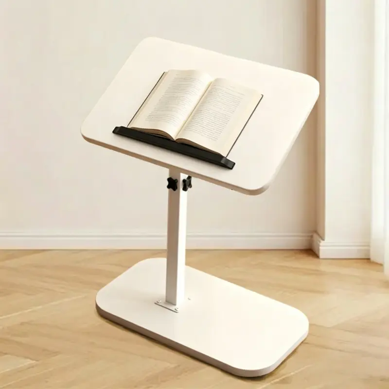 Adjustable Side Table - Portable Desk Bedroom Furniture, LED Vanity Desk, Movable Base, Mini Top for Lamp/Book/Mug, Modern Accent Tables for Living Room Sofa Side