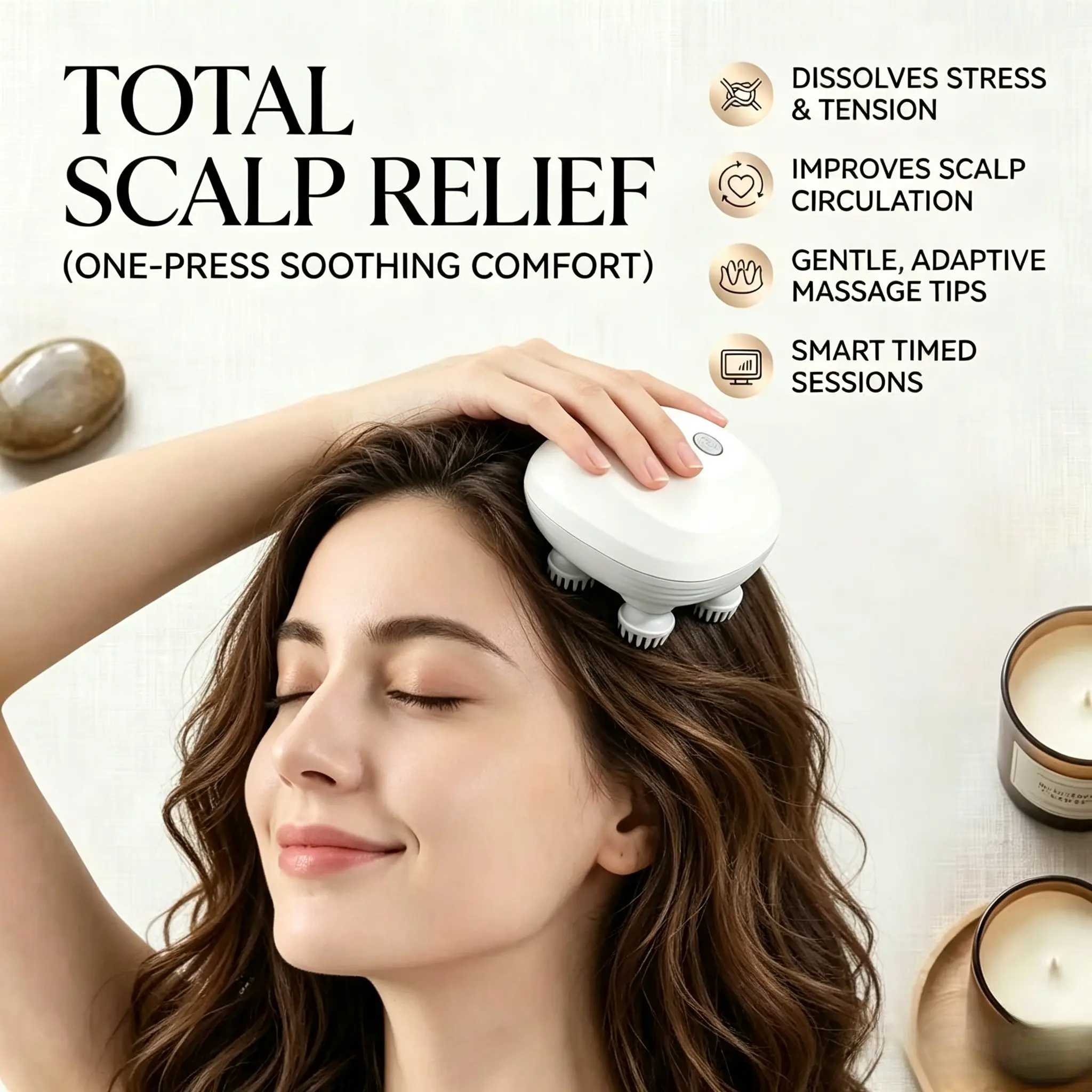 Cordless Scalp Massager with Silicone Head – Waterproof, Multi-Mode Vibration, Handheld, Deep Cleaning & Stress Relief for Humans, Cats & Dogs