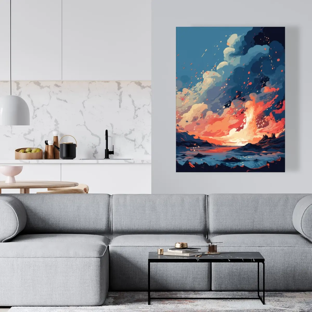 Pictorem C1RC3648T5ZVKH 36 x 48 in. Magma Does Not Wait - Coral Canvas Wall Art for Home Decor