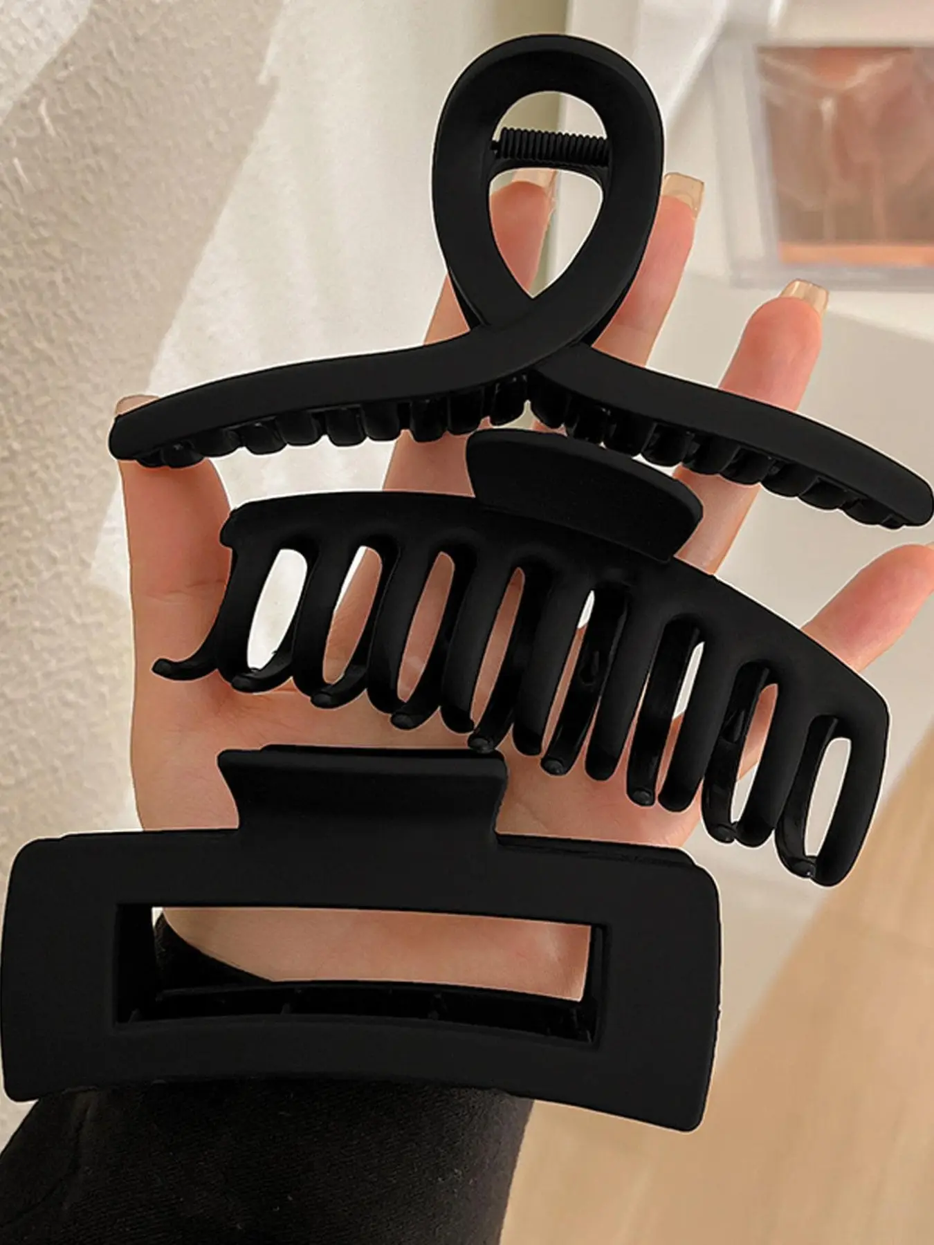 3pcs minimalist hair claws, high-end black hair accessories, suitable for tying hair at the back of the head, campus, party, date, office, vacation travel, casual hair accessories, Hair Clips, Hair Claws Set