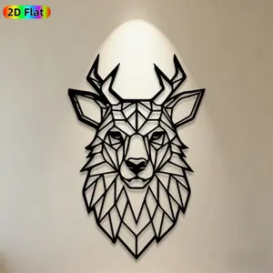 1pc Deer Head Metal Wall Art,Geometric Deer Head Statue Mural,Ideal Gift for Christmas,New Year,Rust-Resistant Metal Wall Decor Wall Sculptures,Perfect for Living Room Walls & Garden Fence,Wildlife Decor Enthusiasts