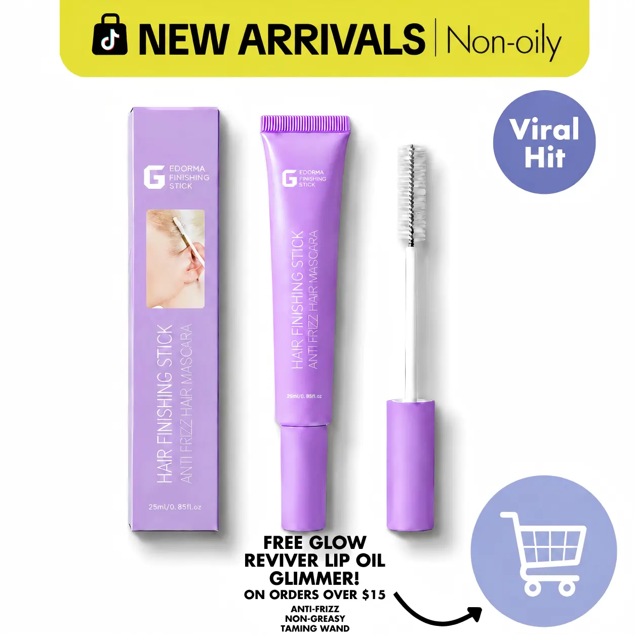 (New) Frizz & Flyaway Hair Taming Wand, Lightweight Gel Control Stick for Smooth Sleek Hair, Anti-Frizz Baby Hair & Hairline Styling Hair Mascara [narka official] 2-in-1 Styling & Fixing Strong Hold Hair Finishing Stick