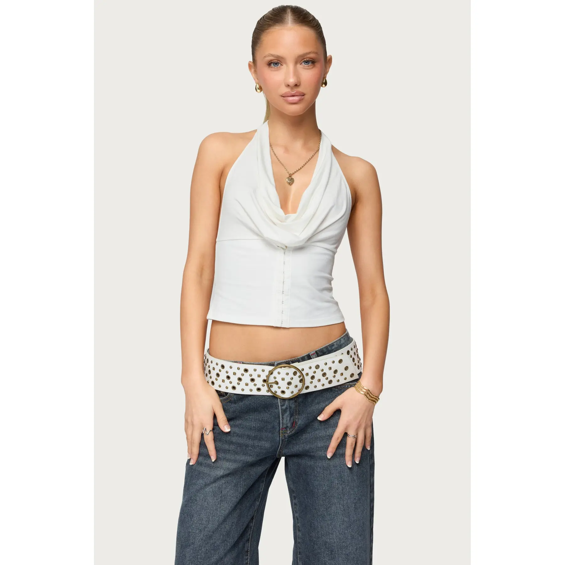 Hook & Eye Cowl Neck Halter Top Hook & Eye Cowl Neck Halter Top