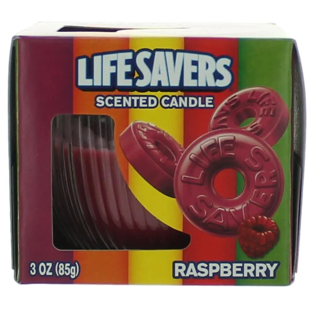 Life Savers Scented Candle - 3oz Jar, Fruity Raspberry, Sweet Aroma Home Decor Scented Candles for Home Supplies