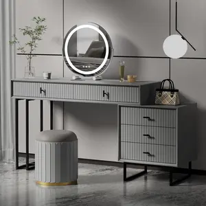 Large Vanity Desk with Drawers,Makeup Vanity Set with Movable 3-Drawer Chest,Modern Makeup Vanity Dressing Table