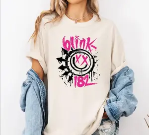 Retro Smile Face Blink 182 Shirt, Graphic Rock Band Tee, Cute Trendy Smiley Face T-Shirt