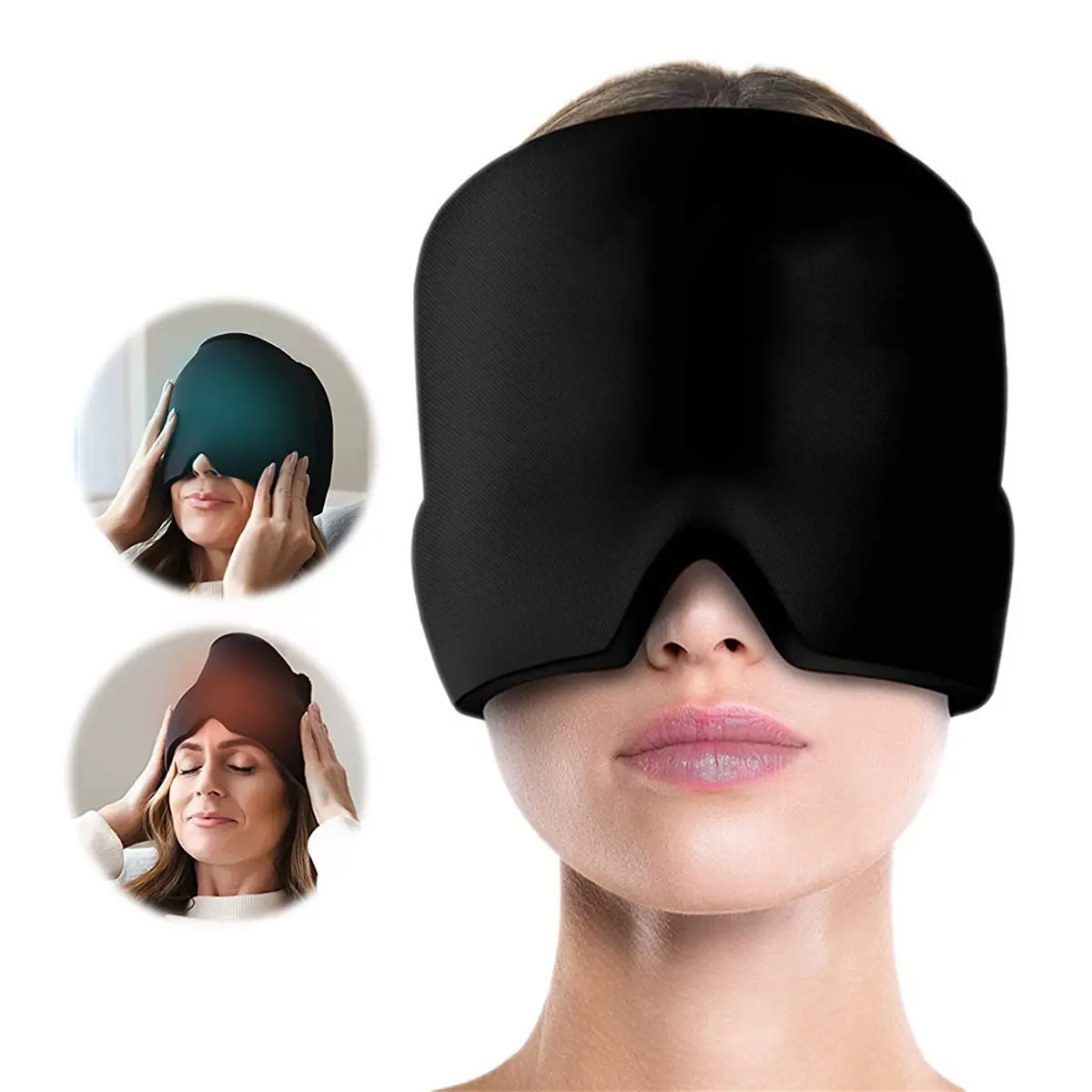 Gel Ice Migraine Relief Cap, Pain Relief Cold Eye Sleep Mask - Cooling Compression, Calming Aid, Anti-Stress Design for Home & Office Use, Cold Eye Sleep Masks