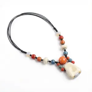 The Nomad’s Totem Bohemian Ceramic Beaded Necklace Free Spirit Handmade