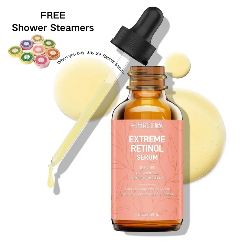 [+1HEROLABS] Retinol Serum for Face 2.5%, B5 Resurfacing with Vitamin C, Vitamin E & Hyaluronic Acid 30ML Skincare Aloe Facial Essence Herbal