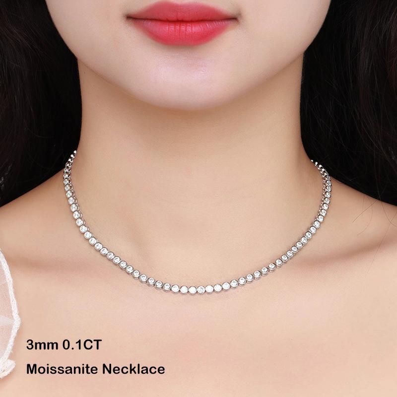 EWYA Sparkling 0.1ct 3mm Moissanite Tennis Bracelet with GRA for Women Party Fine Jewelry S925 Sterling Silver Diamond Bracelets