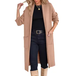 ANRABESS Women's Cardigan Long Sweater Oversized Open Front Knit Coatigan Duster Coat 2025 Trendy Fall Outfits Outerwear