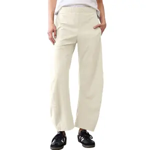Talakeno Women's Cruiser pants Travel Pants Elastic Waistband Relaxed Fit Tapered Legs Mid-Rise Workwear Pants Casual Pants with Pockets