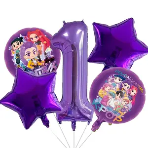 K-Pop Demon Hunters Kids' Birthday Party Decorations – Number Balloons (Digits 1–10)