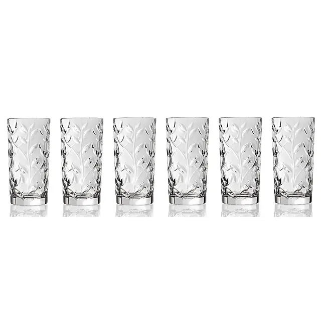RCR Laurus Crystal Highball Glassware Drinkware, 6-Piece Drinkware Glass Set
