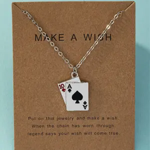 No brand Playing Card Design Oil Drop Pendant Necklace