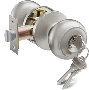 Keyed Entry Door Knob with Lock, Exterior and Interior Stainless Steel Door Locks, Door Locks with Keys, Stainless Steel Doorknob with Lock and Key
