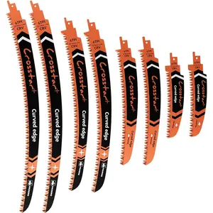 Crosstar 6 9 12 15 Inch Japanese Teeth Arc Edge Reciprocating Saw Blades - 6TPI Wood Pruning Blades for Tree Trimming, Branch Cutting,8-Piece