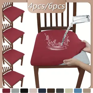 4/6 Piece Milk Fiber Fabric Chair Cover Removable Dustproof Waterproof Chair Cover Set Elastic Stretch Seat Protector Suitable for Weddings, Hotels, Restaurants, Kitchens, Bedrooms, Offices, Living Rooms, Home Decoration