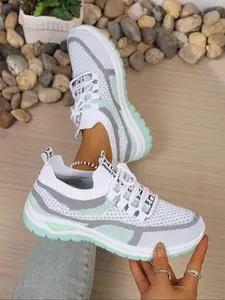 New Women's Knitted Breathable Sports Shoes, Soft Sole Lightweight Comfort, Fashion Casual Versatile Mesh Sneakers, Athletic Lightweight Sneakers, Trendy Walking Sneakers