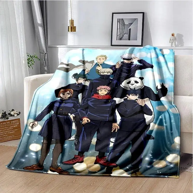 Jujutsu Kaisen Figure Print Blanket - Gentle Touch Anime Themed Bedding Throw, Cartoon Character Design, Indoor Decor, Ideal Gift for Adults