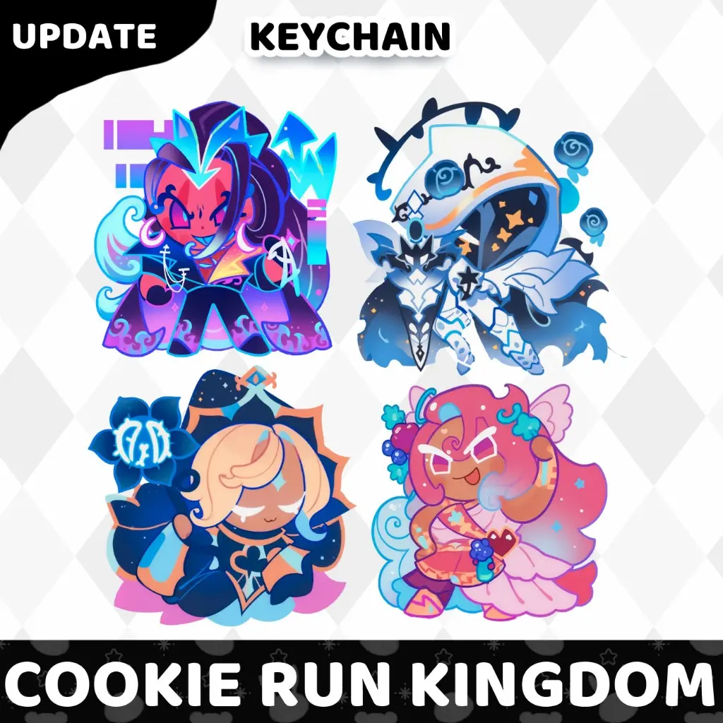 Cookie Run Kingdom - Legendary Outfit CRK Keychain Acrylic Charms, Kawaii, Cute, Durable, And Perfect For Bags, Keys, Or Gifts. Great For Daily Use Or As Thoughtful Little Gifts For Your Friends And Yourself.