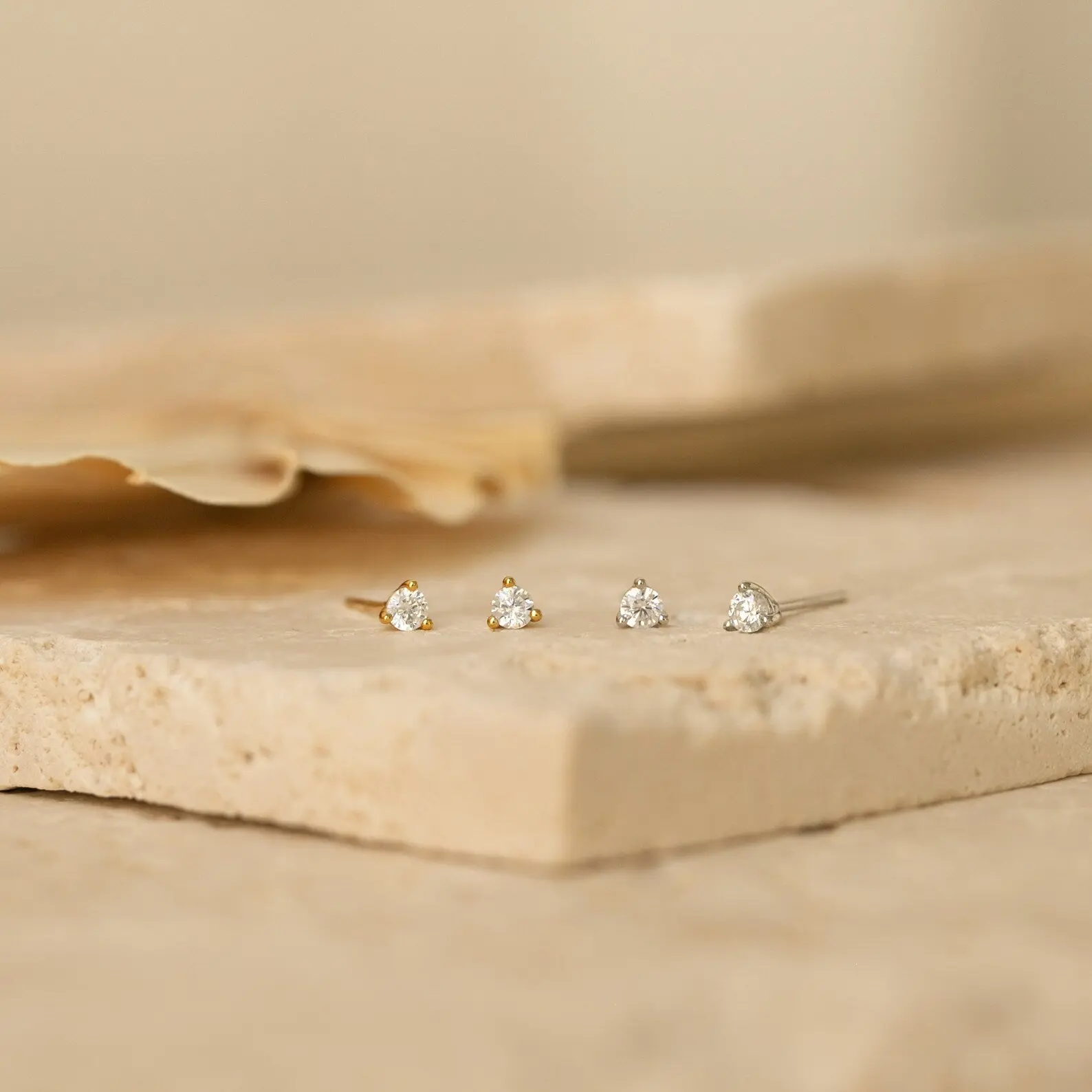 Elena Diamond Studs by Caitlyn Minimalist - Dainty Crystal Stud Earrings in Gold & Silver - Minimalist Everyday Jewelry - Gift for Her