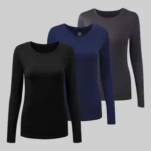 COZYSCRUBS Women’s 3-Pack Underscrub Tees – Standard Crew, Mid-High Crew, Sweetheart V-Neck, Soft Breathable Longsleeves Basic Casual Tops, Nurse Workwear Clothes