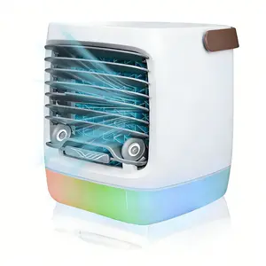 Portable Air Cooler Fan, USB Rechargeable Fan, 500ml Evaporative Mist Spray Fan with 3 Speeds & Turbo wind speed, 2 Adjustable Mist Levels, Colorful Lighting, Desktop Misting Fan For Bedroom Room Office Desk