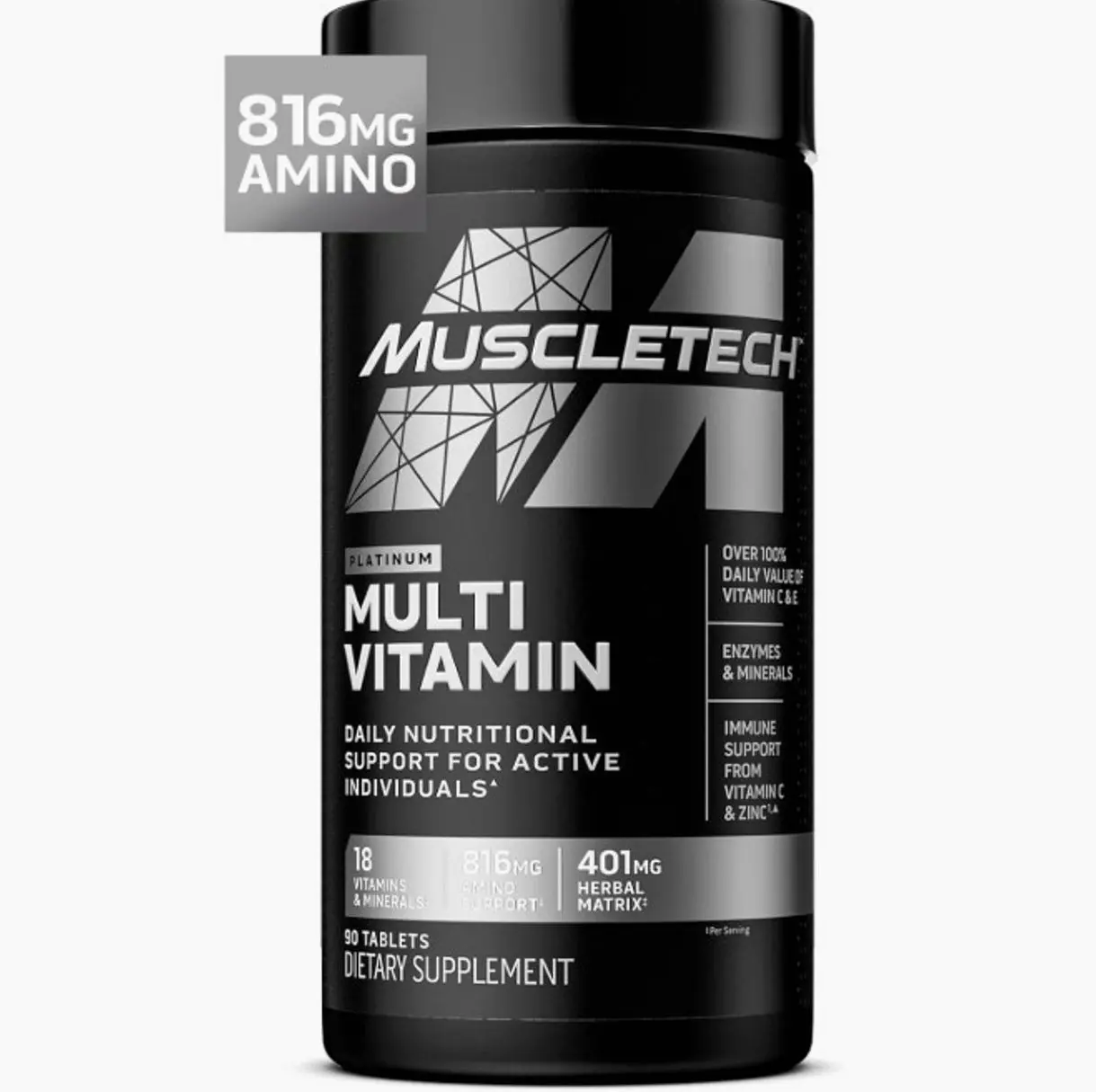Platinum Multivitamins for Men & Women - Multi-Vitamin Supplement for Immune Support - 18 Vitamins & Minerals, Vitamin A C D E B6 B12 - Daily Workout Supplements for Men - 90 Capsules