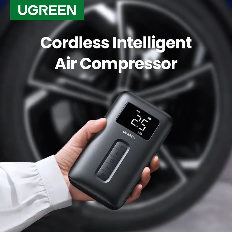 UGREEN Tire Inflator Portable Air Compressor 150PSI Air Pump with Battery LED Light Cordless Tire pump for Cars Bikes Motorcycle Balls