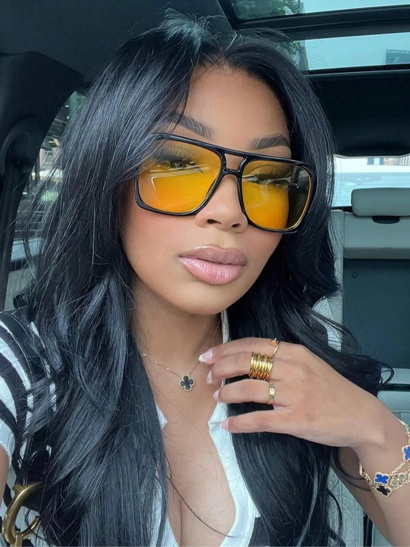 Women's Vintage Tinted Lens Sunglasses, Trendy Casual Summer Sunglasses for Everyday Use, Stylish Sunglasses, Fashion Accessories for Outdoor Activities, Trendy Fashion Shades, Fashionable Sunglasses, Trendy Styling Sunglasses