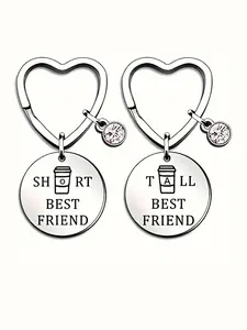 Stainless Steel Best Friend Keychains, Personalized Heart Tag, Durable & Modern Friendship Accessory, Fashion Accessories for Women & Men