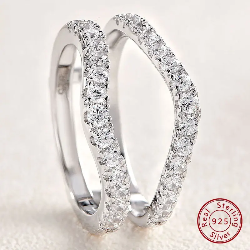 925 Sterling Silver Moissanite Rings for Women Engagement Wedding Band Simulated Diamond Jewelry Luxury Enhancer Ring  #Love Story