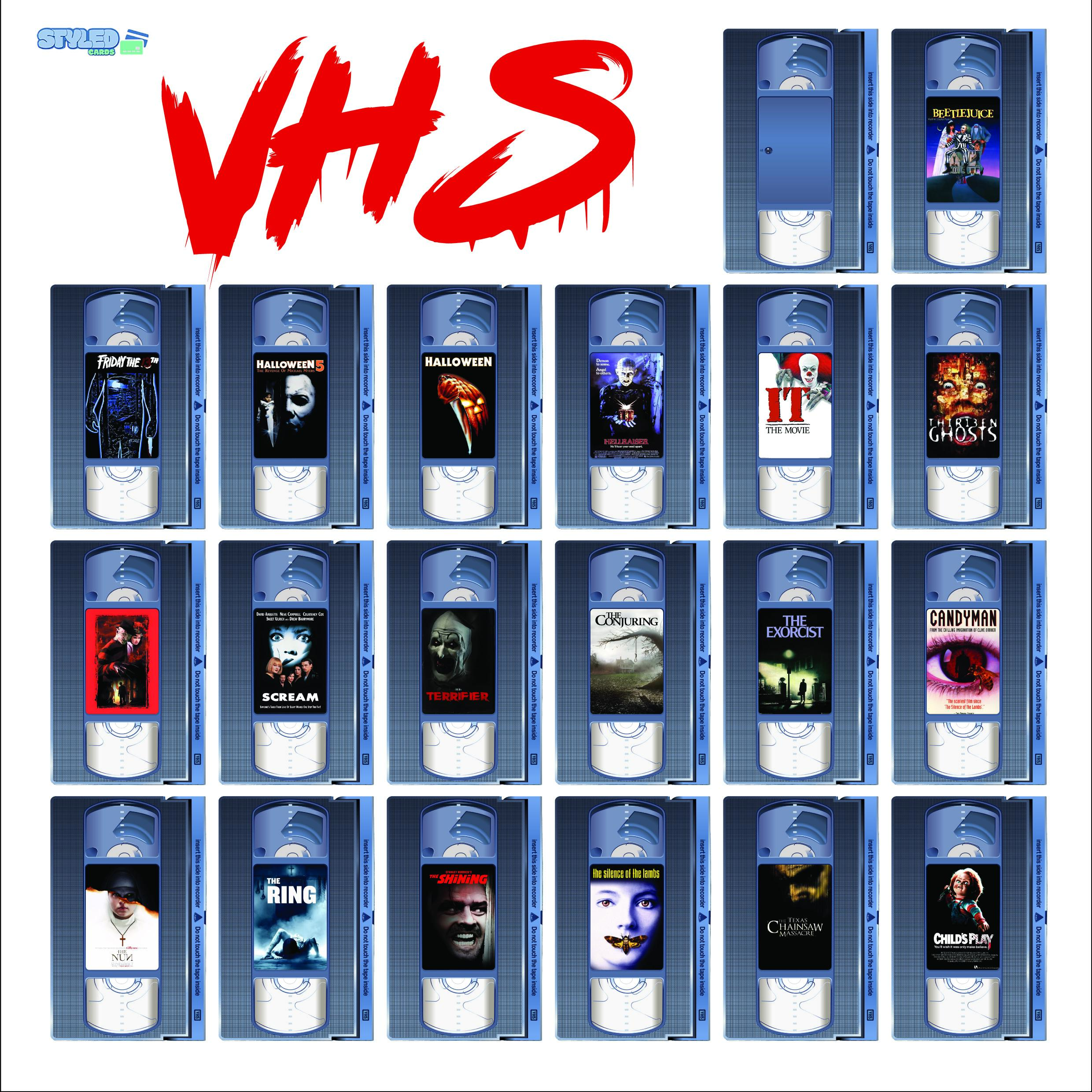 VHS horror movie rectangle vinyl sticker made with high quality vinyl and 2 per order VHS horror movie rectangle vinyl sticker made with high quality vinyl and 2 per order