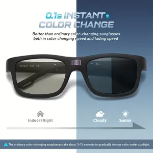 Polarized Photochromic Glasses UV400 Protection Fast Color Changing Lightweight Durable Eyewear for Driving Fishing Outdoor Sports 0.1s Instant Color Change Clip Indestructible