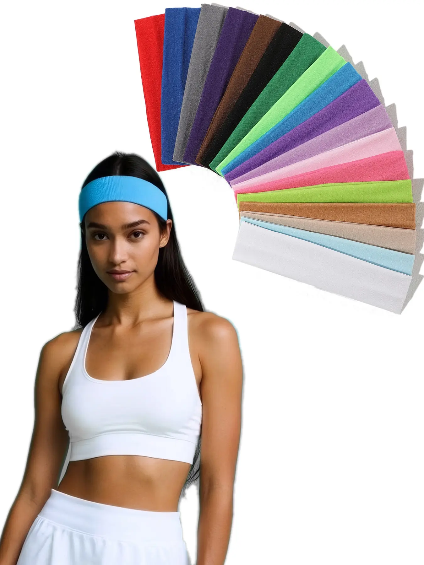 18-Piece Colorful Fabric Sports Headbands Set, Athletic Headbands, Workout Headbands, Daily Casual Hair Bands for Running & Outdoor Activities, Comfortable Design