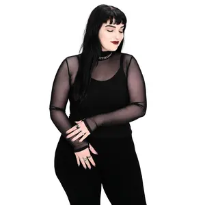 Signature Black Stretch Mesh Turtle Neck