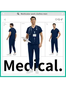 Pharmacist Work Clothes Men Pet Clinic Nursing Sets Dentistry Doctor Pet Grooming Suits Anesthetist Workwear V-neck Medical Uniforms Veterinary Work Clothes