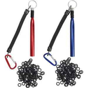 2 Pack Wacky Rig Tools and 200 PCS Worm O Rings, Wacky Worm Kit for Stick Soft Baits Wacky Fishing Rigging Tool