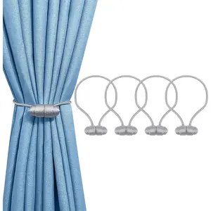 Gray  Curtain Tiebacks - 4 count Curtain Tie Backs for Curtains, Decorative Curtain Ties Holdbacks for Drapes, Boho Drapery Tiebacks, No Drill Curtain Hooks for Bedroom, Farmhouse Decor
