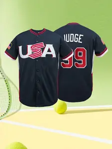 #99 Navy/White USA Embroidered Baseball Jersey | Men's Stitched Athletic Fan Shirt | Moisture-Wicking Mesh Short Sleeve Sports Top for Baseball Enthusiasts