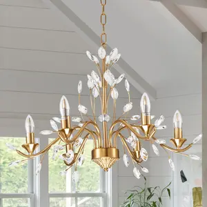 American Retro Crystal Candle Chandelier Classic Design with Crystal Elements Excludes Bulbs for Elegant Home Decor Perfect for Any Room