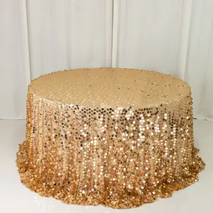 Sequin Round Tablecloth 132" Gold - Big Payette Table Cover