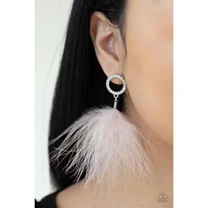 BOA Down - Pink Feather Earrings - Paparazzi Accessories