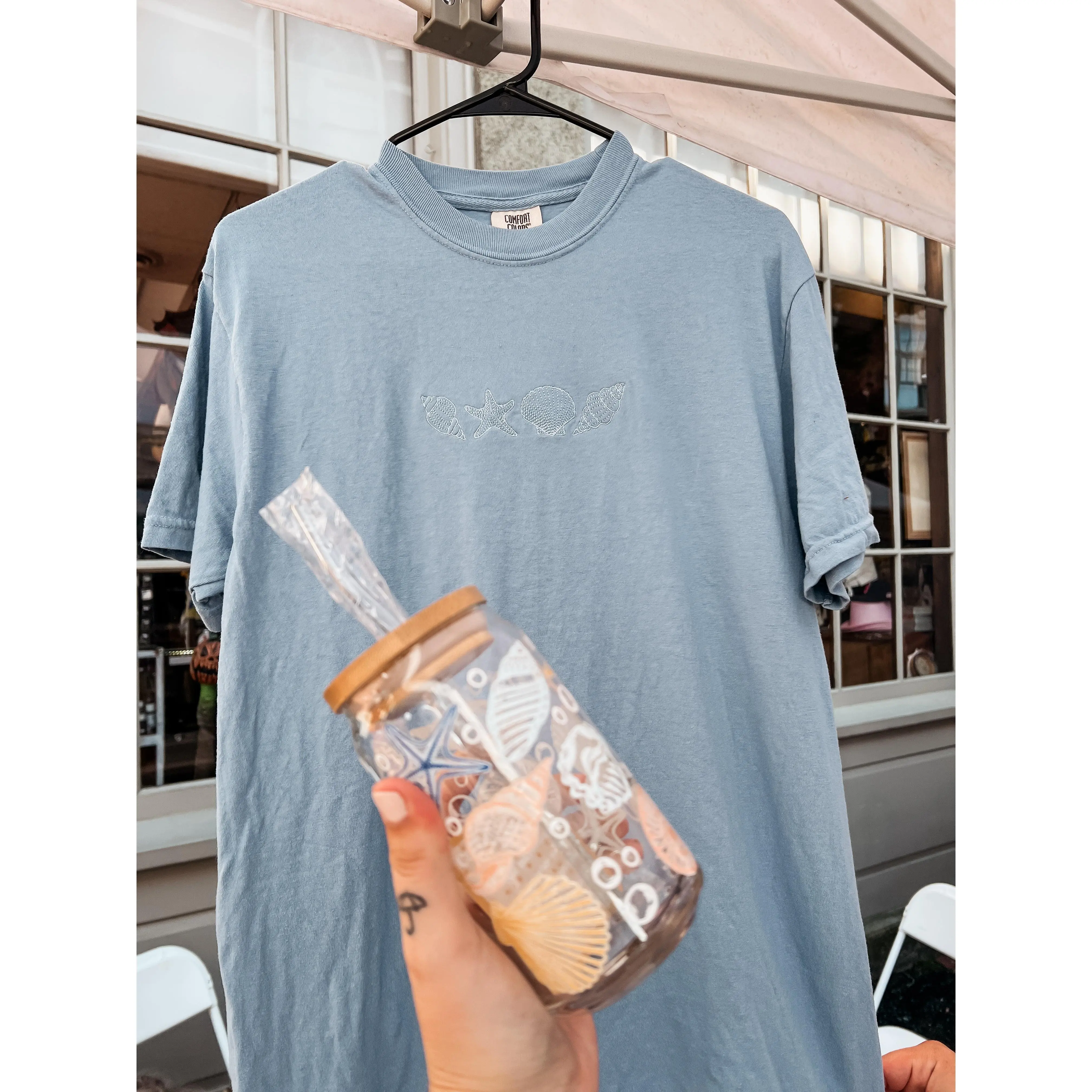 Seashell Glass Can