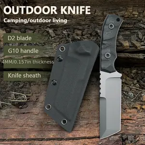 High quality D2 steel fixed blade knife, portable outdoor knife suitable for fishing, camping, with high hardness, suitable for wilderness survival, men's exclusive, suitable for outdoor activities, rescue survival, men's gift.