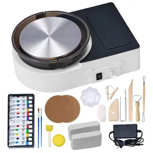 【FathersDayGift】 VEVOR Mini Electric Pottery Wheel, 6-in Turntable with Adjustable Speed & Adjustable RPM, Forward/Reverse Rotation, Clay Shaping Tools, for Home DIY & Pottery Classes, White