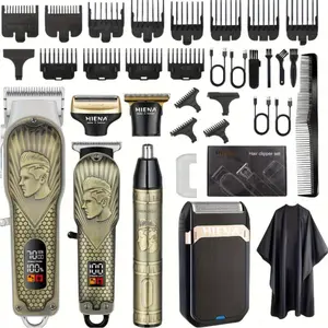 Four/two-piece wireless rechargeable hair clipper suit, professional razor and hair clipper suit, 7000 rpm, USB charging, 3 in 1, an excellent gift for dad, husband and boyfriend, Hair Clipper Set